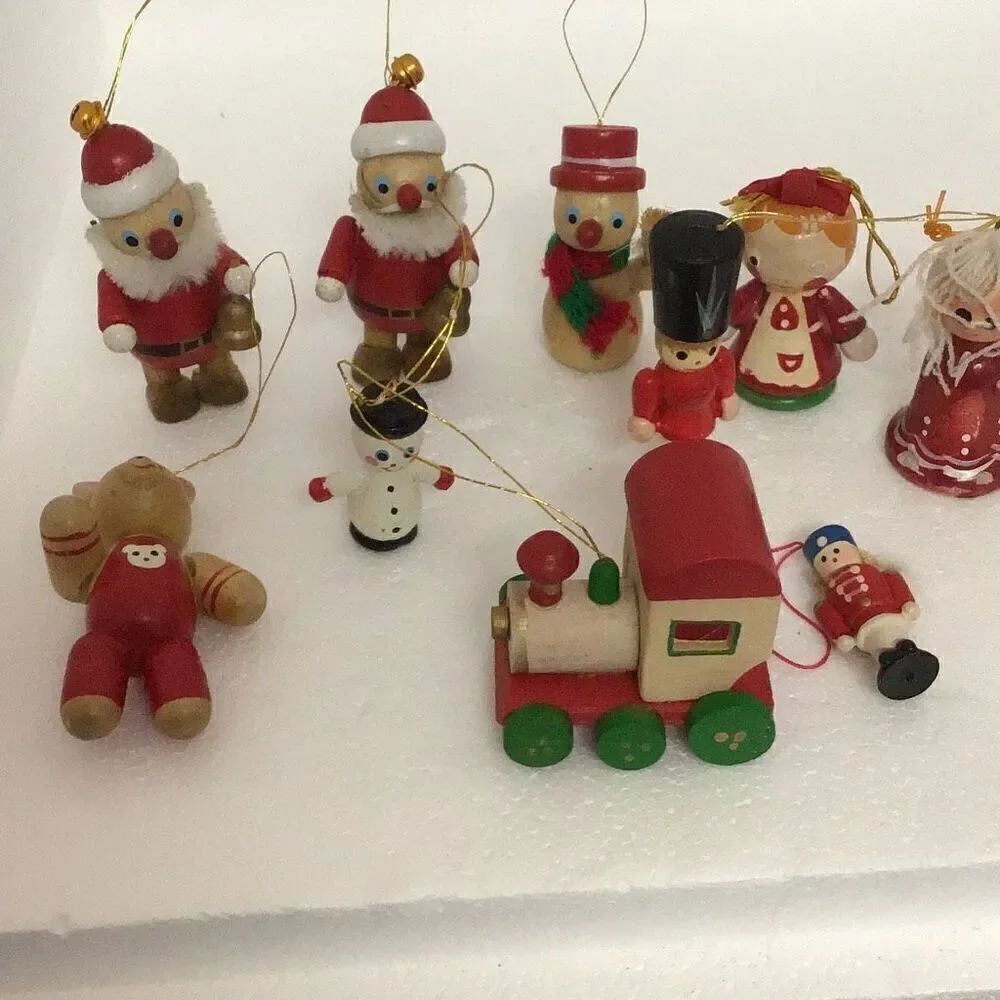 Vintage 11 pieces wooden Christmas ornaments